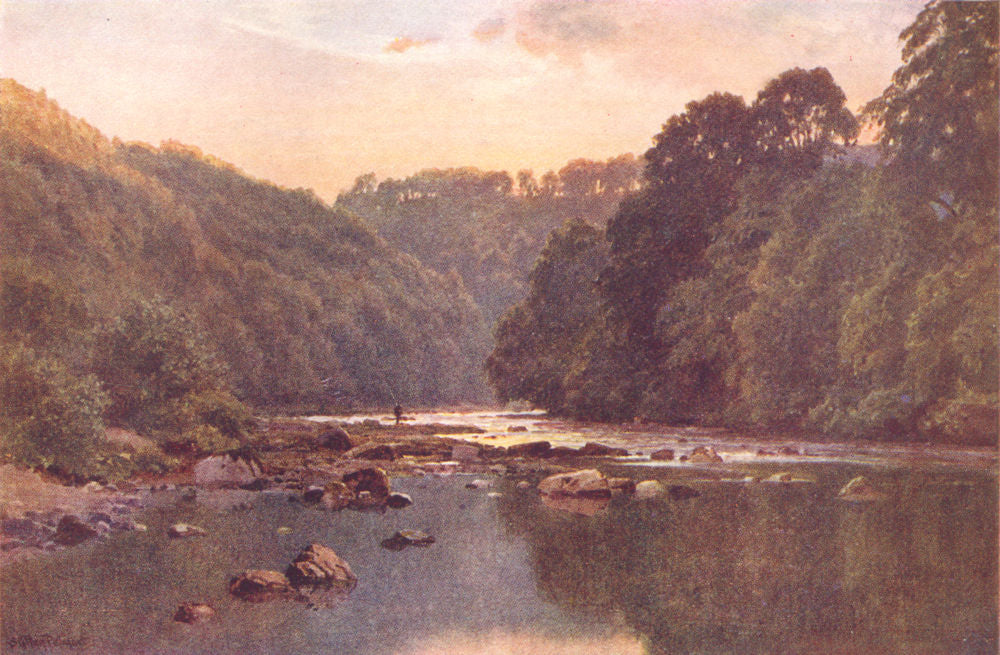 YORKSHIRE DALES. The Swale river, Richmond 1908 old antique print picture